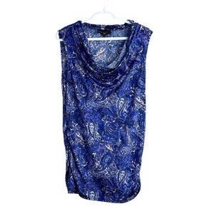 Dana Buchman Womens Sleeveless Dress Blue L Polyester Spandex Paisley Pre-Owned